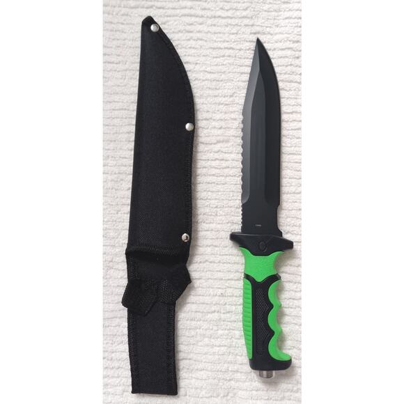 TAC ASSAULT 13inch Overall Knife Black Blade Greenblack Nylon Sheath TA-055GR/B - Picture 1 of 5